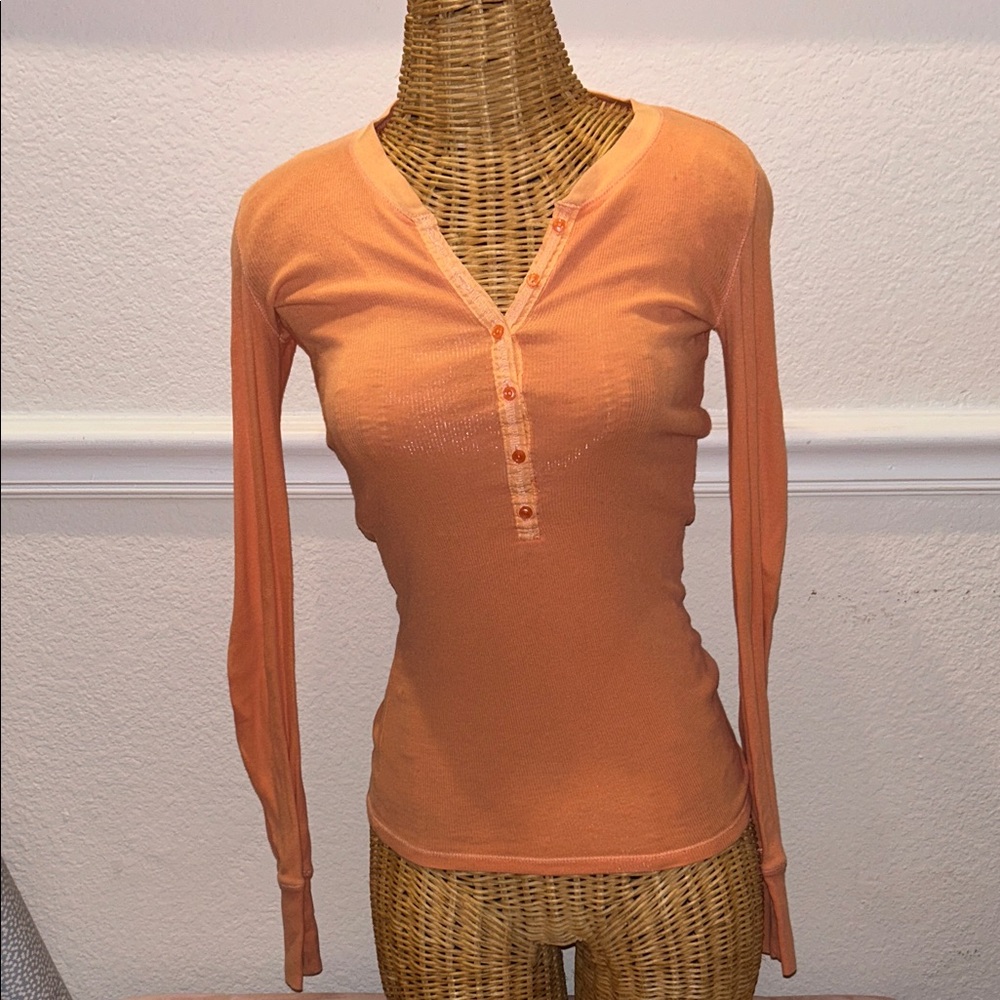 Y2K Aeropostale Orange Long Sleeve Henley Top